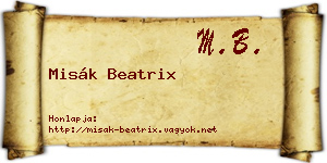 Misák Beatrix névjegykártya